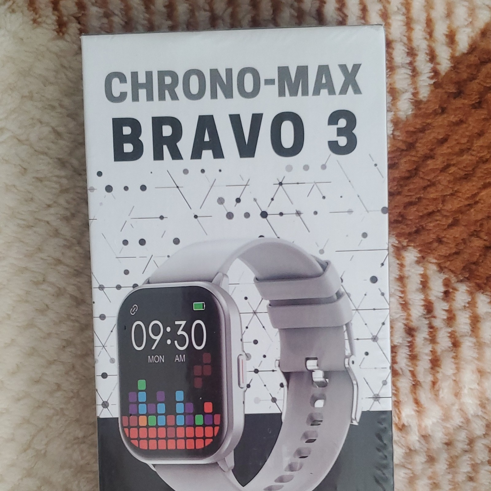 Chrono-Max Bravo 3 Smartwatch 2.01in White Plastic Case, White Silicone Band