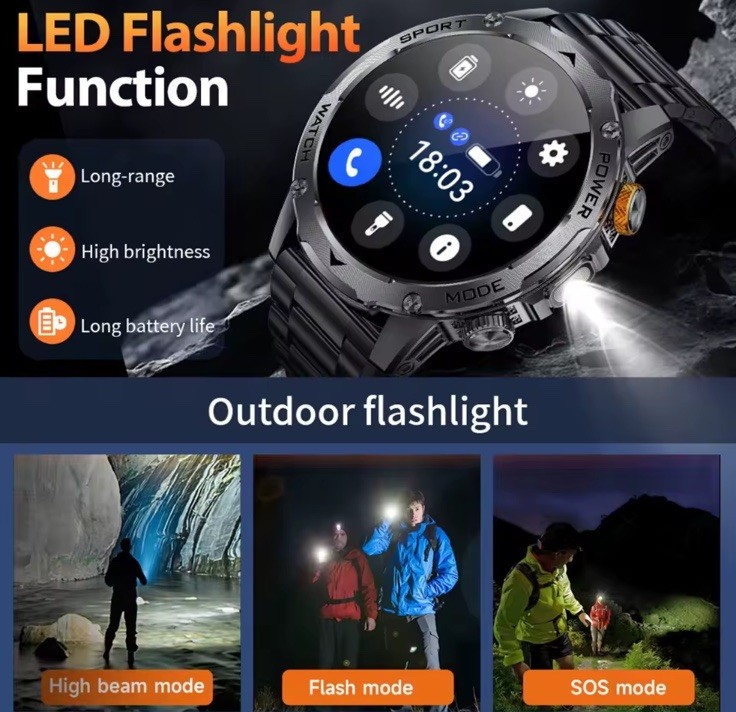 🔥 1.52″ Smart Watch For Men Military Sport Watch With 3 Straps For Android iOS