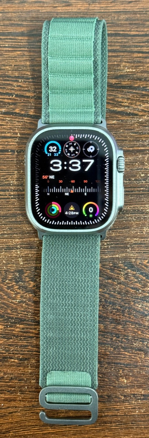 Apple Watch Ultra 49mm Titanium Case – Green Alpine Loop – Excellent – 90% Batt