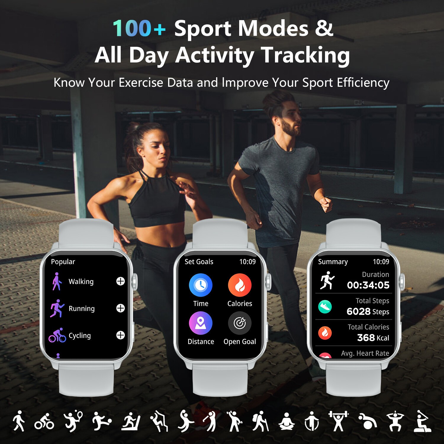 Medical Fitness Smart Watch Heart Rate Sleep Monitor Activity Tracker Bluetooth