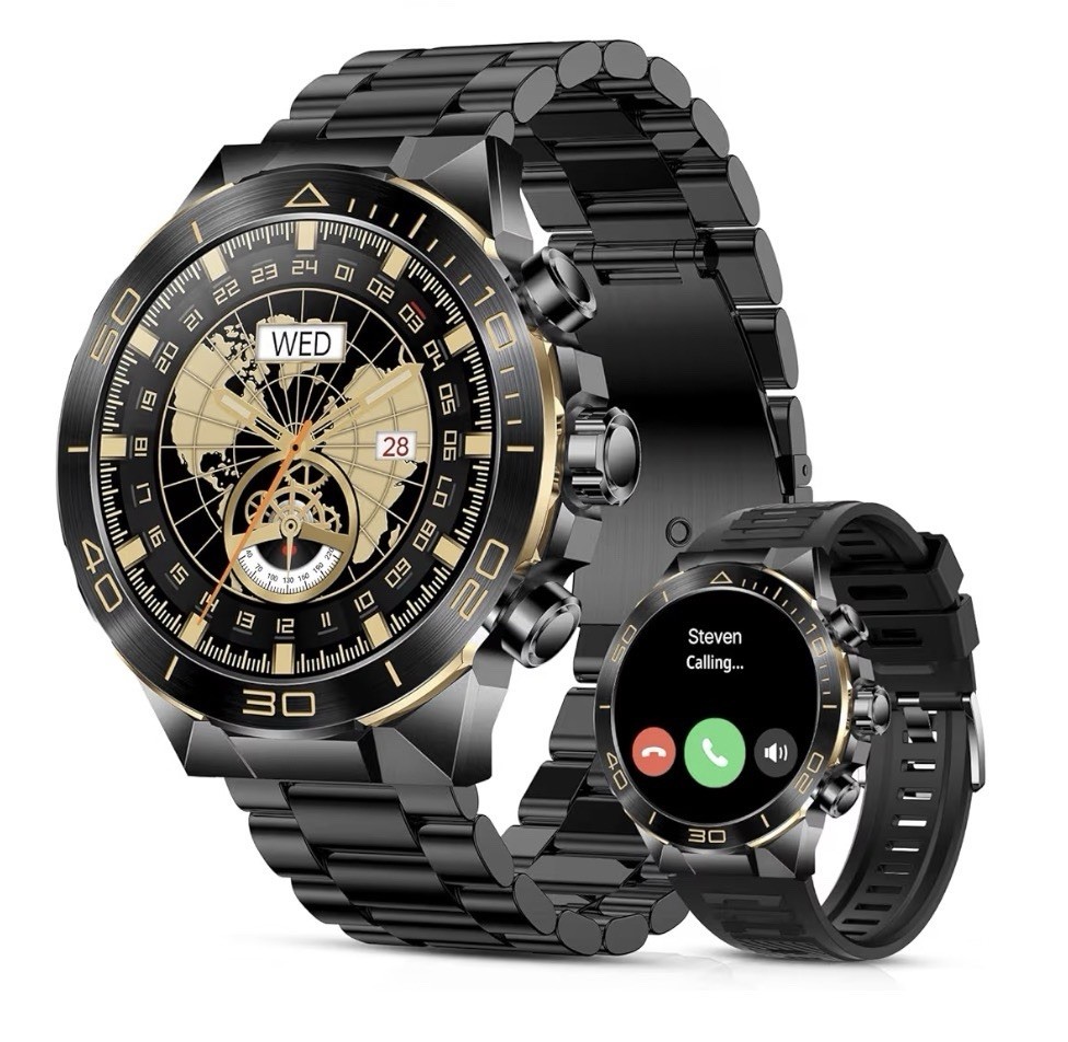 Mens Luxury Smart Watch for iPhone/Android,1.43″ AMOLED HD Screen,$150 On Amazon