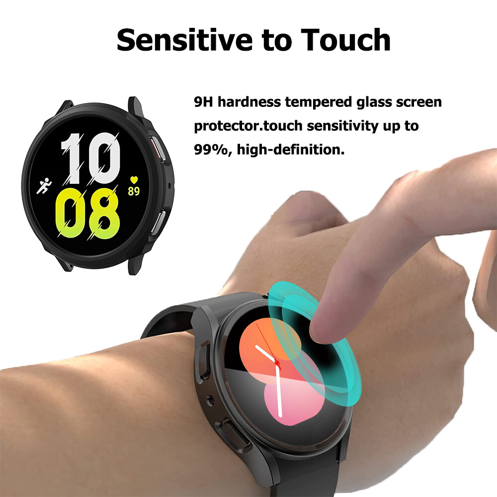 Fr Samsung Galaxy Watch7 6 5 4 Hard Case Tempered Glass Screen Protector 40/44mm