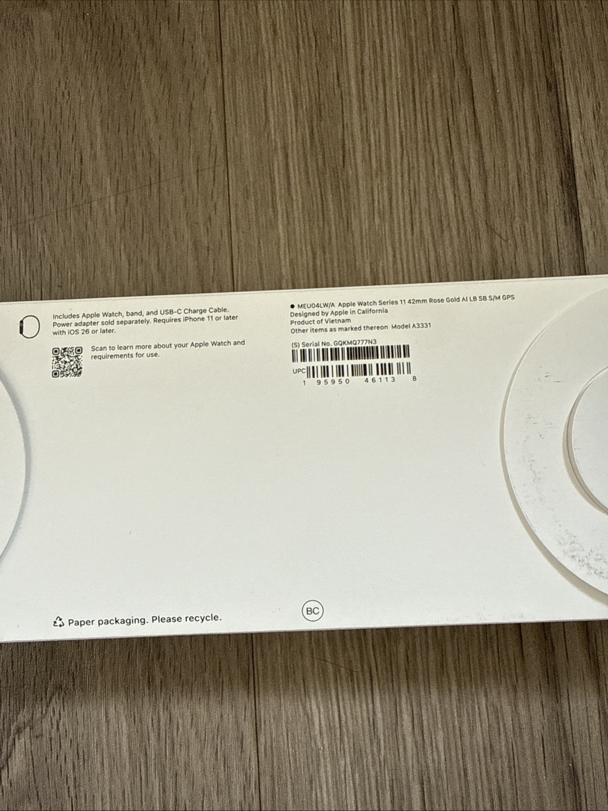 Apple Watch Series 11 42mm GPS Rose Gold Light Blush Sport S/M MEU04LW/A 2025