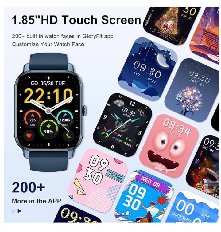Smart Watch(Answer/Make Call), 1.85″ Smartwatch for Men IP68 Dark Blue