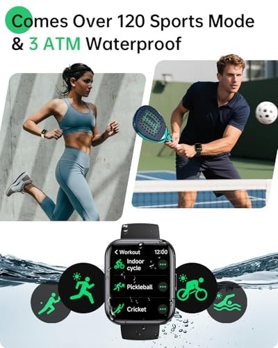 1.83″ HD Smart Watch for Android/iPhone, Fitness Tracker, Heart Rate Monitor, 12