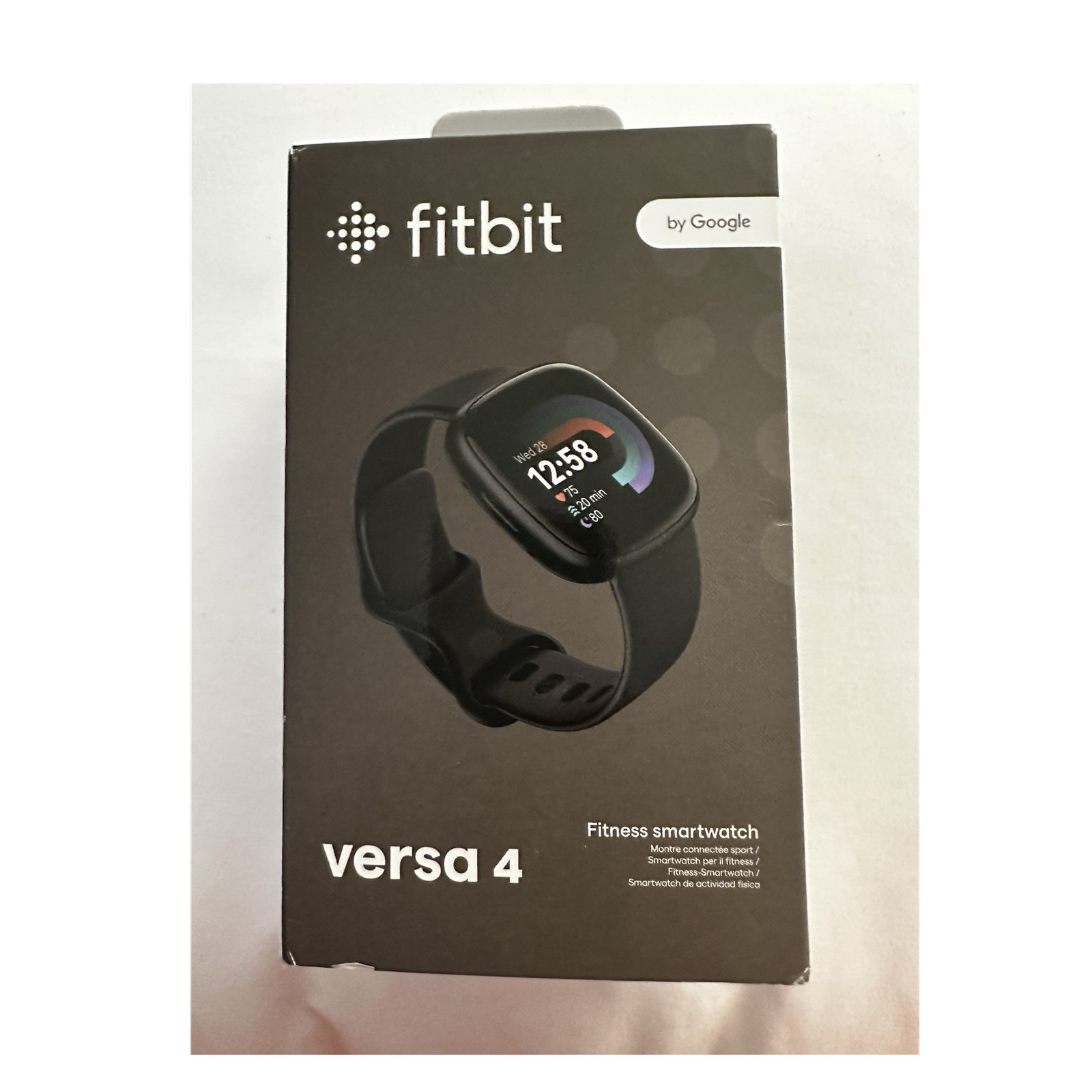 Fitbit Versa 4 Fitness Smartwatch Graphite Aluminum Black Silicone Band Bluetoo…