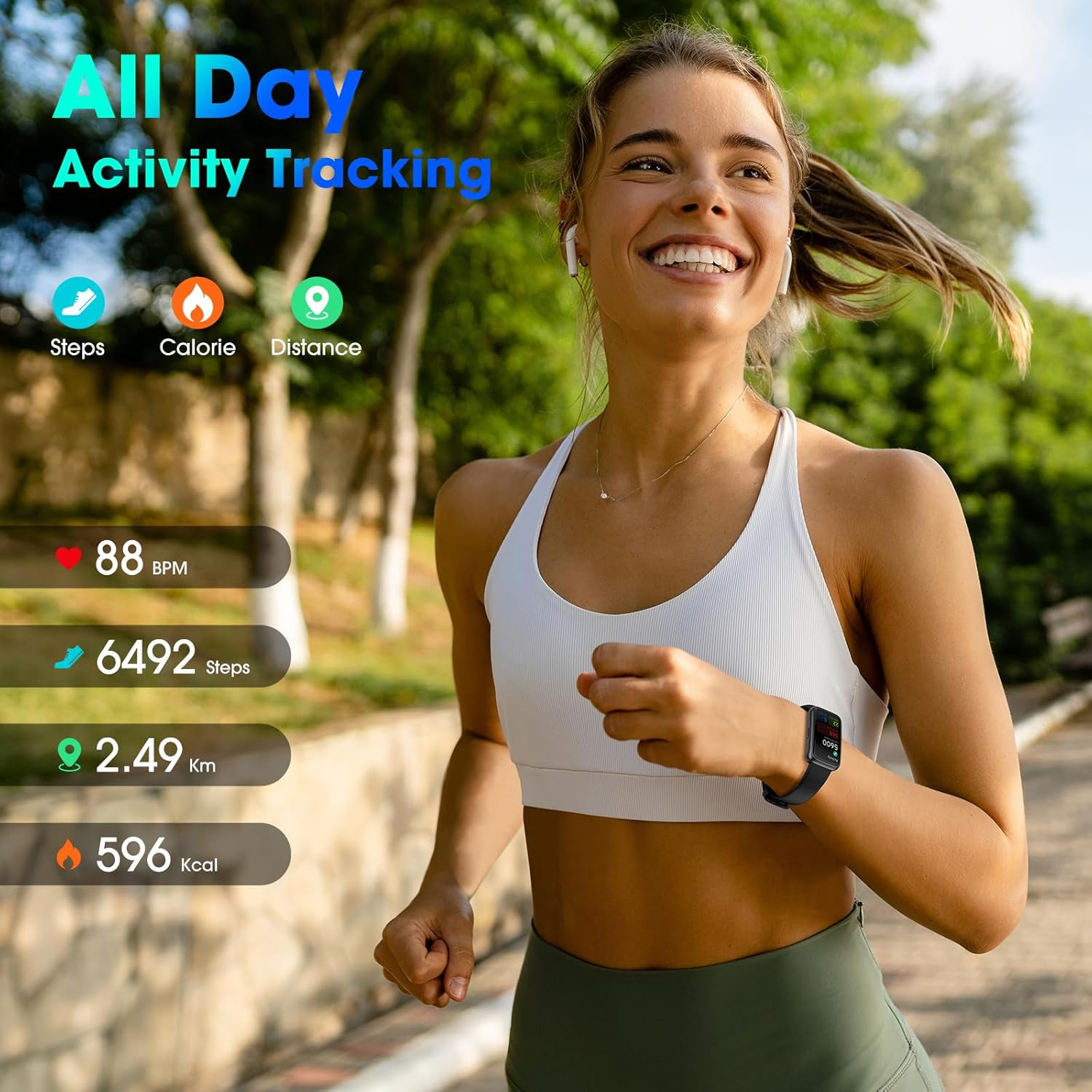 Long Battery Pedometer Watch 14 Days Battery Life, Slim Design No App/Phone Requ