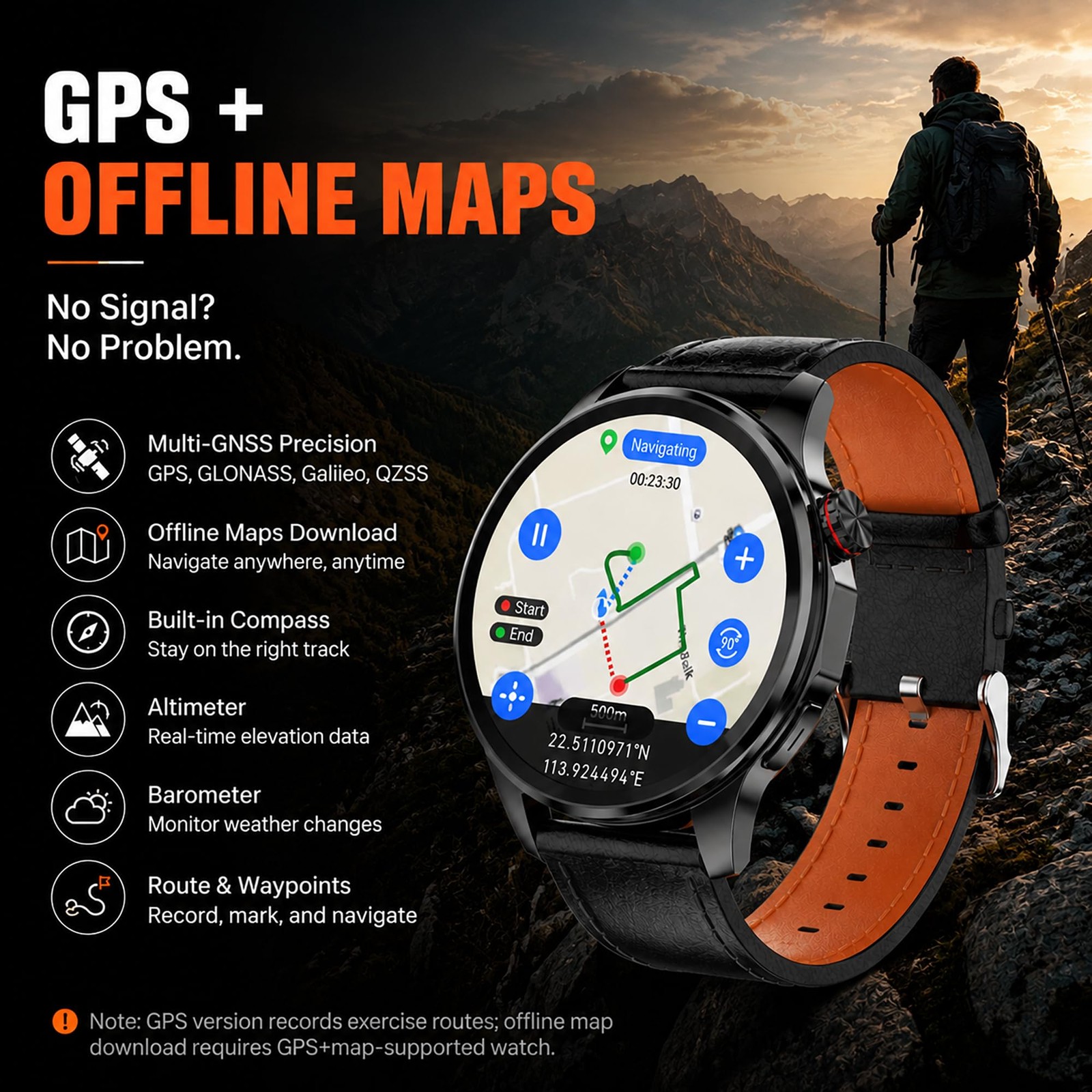 Smart Watch for Men with GPS Offline Maps, 1.46″AI Smartwatch, BT /Text Reply…