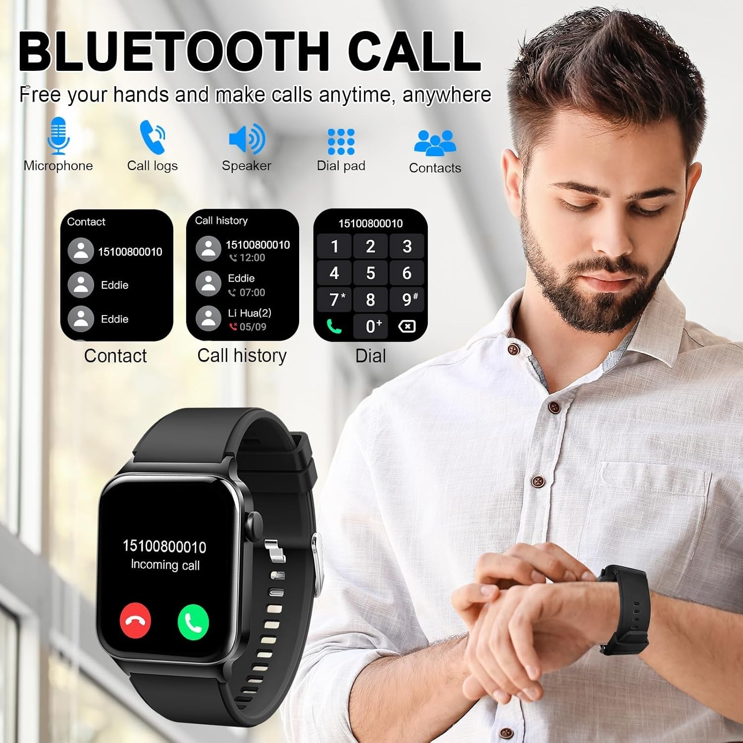 Smart Watch for Men Women, Fitness Tracker Heart Rate Monitor, 1.85″ Touch HD…