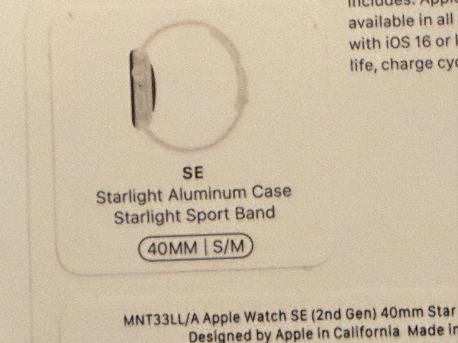 Apple Watch (GPS+LTE) Series SE 2nd Gen 40MM Alum Case Starlight Band
