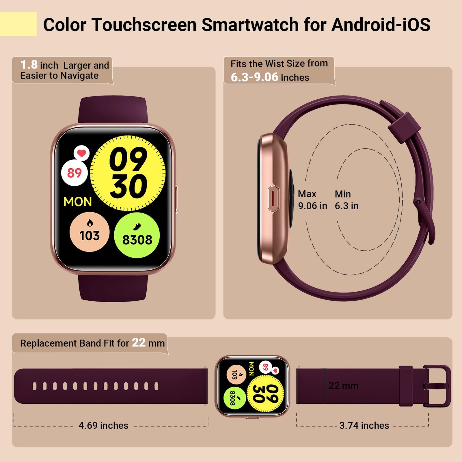 for , with Android & iPhone, 1.8” Fitness Tracker with Alexa, & Notification…