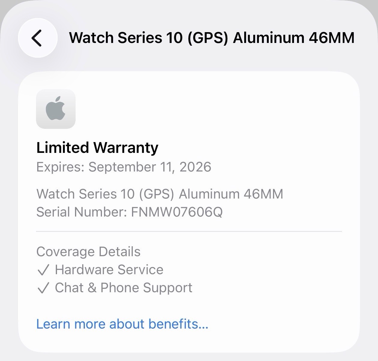 Apple Watch Series 10 46mm with Apple warranty till September 2026