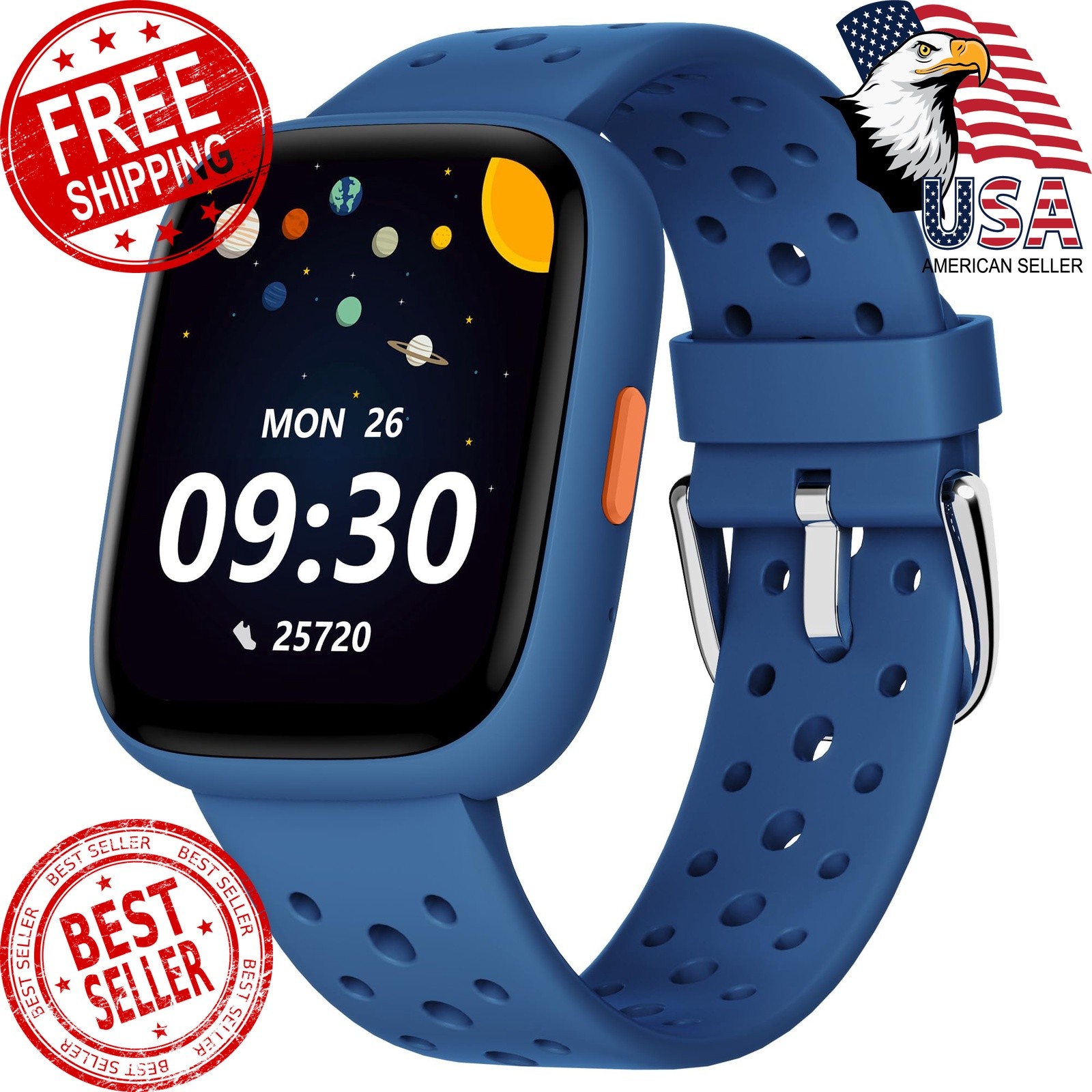 BIGGERFIVE Kids Smart Watch Blue 1.8″ Pedometer Games