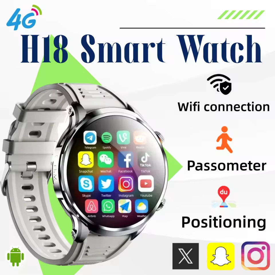 4G Android Smartwatch 1.95 inch AMOLED NFC WiFi Bluetooth Call GPS Heart Rate