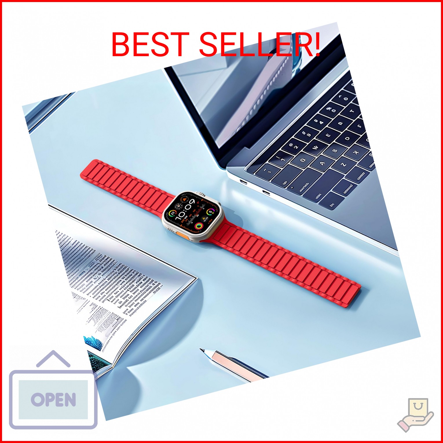 THWALK Magnetic Link Solo Loop Sport Silicone Bands Compatible with Apple Watch