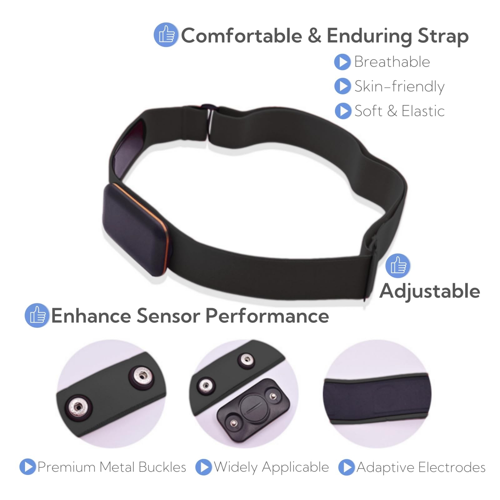 Heart Rate Monitor Chest Strap Replacement fit for Polar H10 H9 H7, Garmin, W