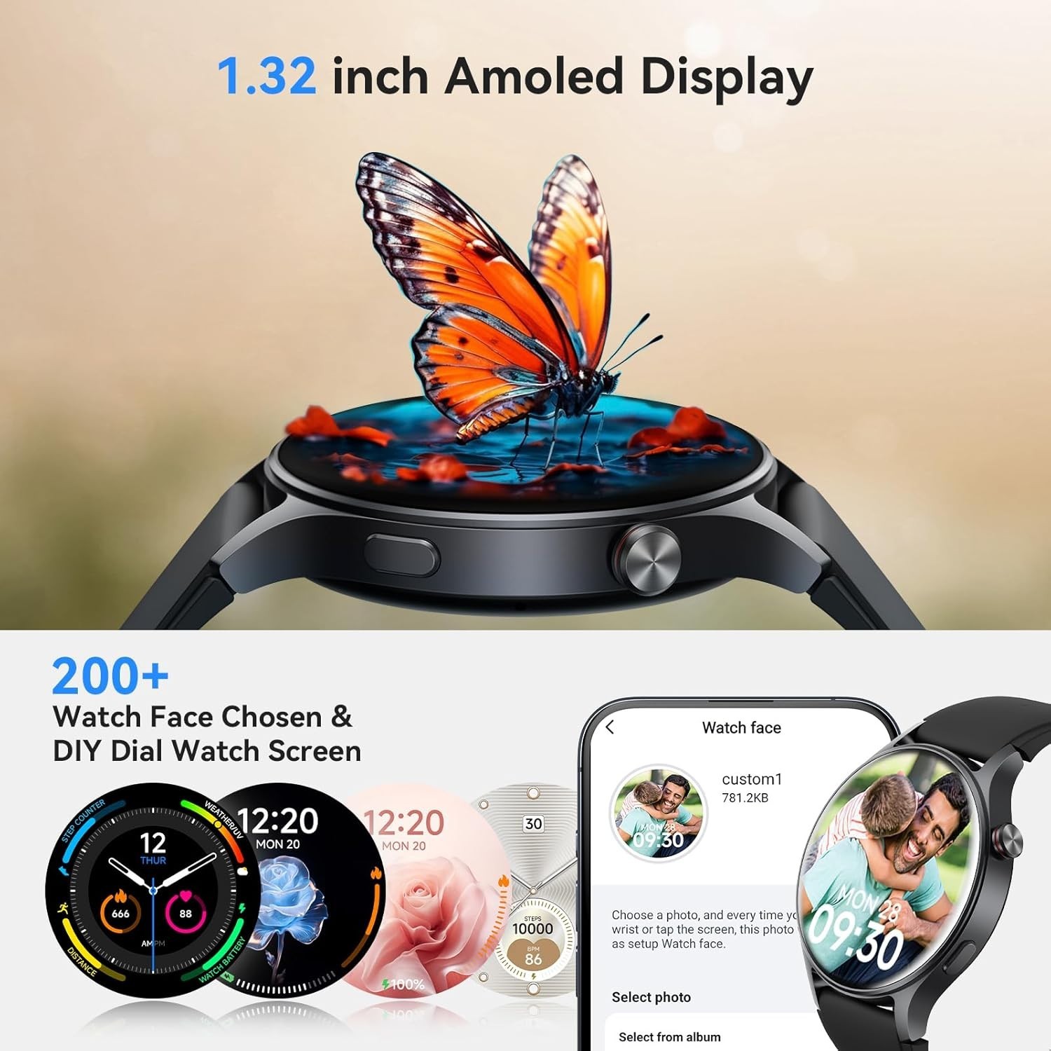 Luxury Smart Watch for Men & Women – AMOLED Fitness Tracker with SpO2 Monitoring