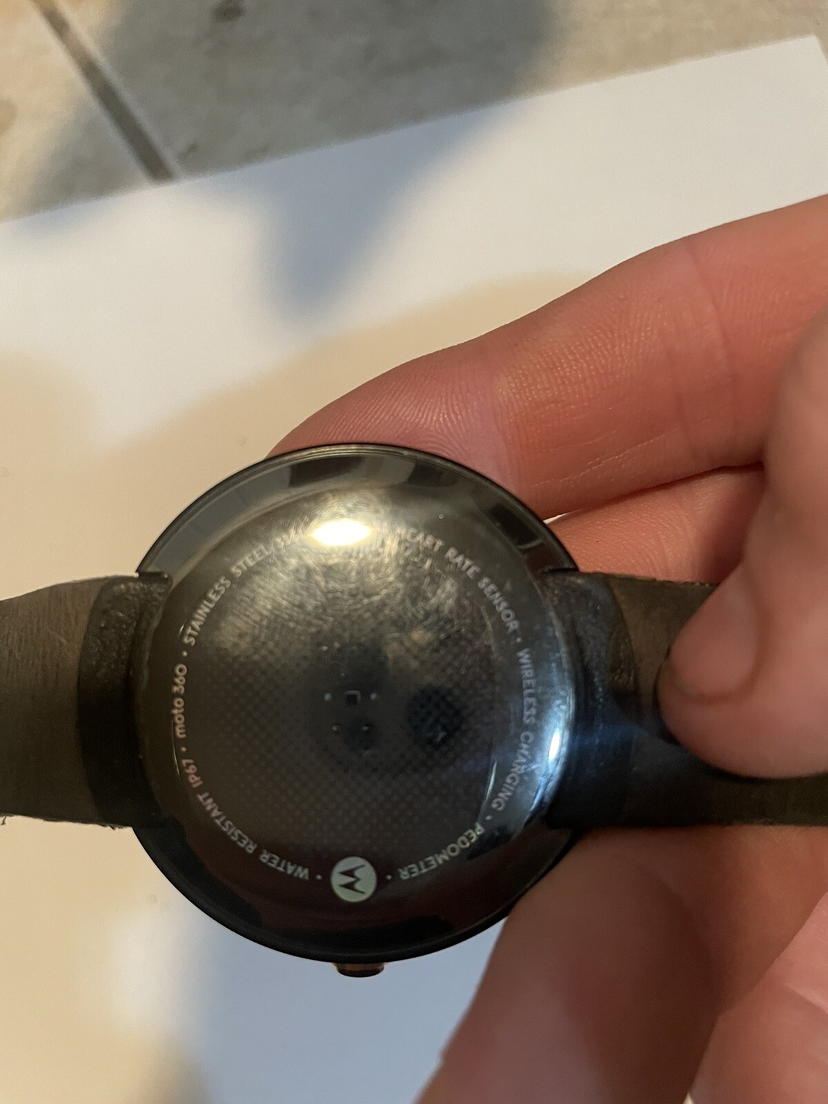 X10 MOTOROLA MOTO 360 WR IP67 Heart Rate Pedometer Smart Watch Untested Leather