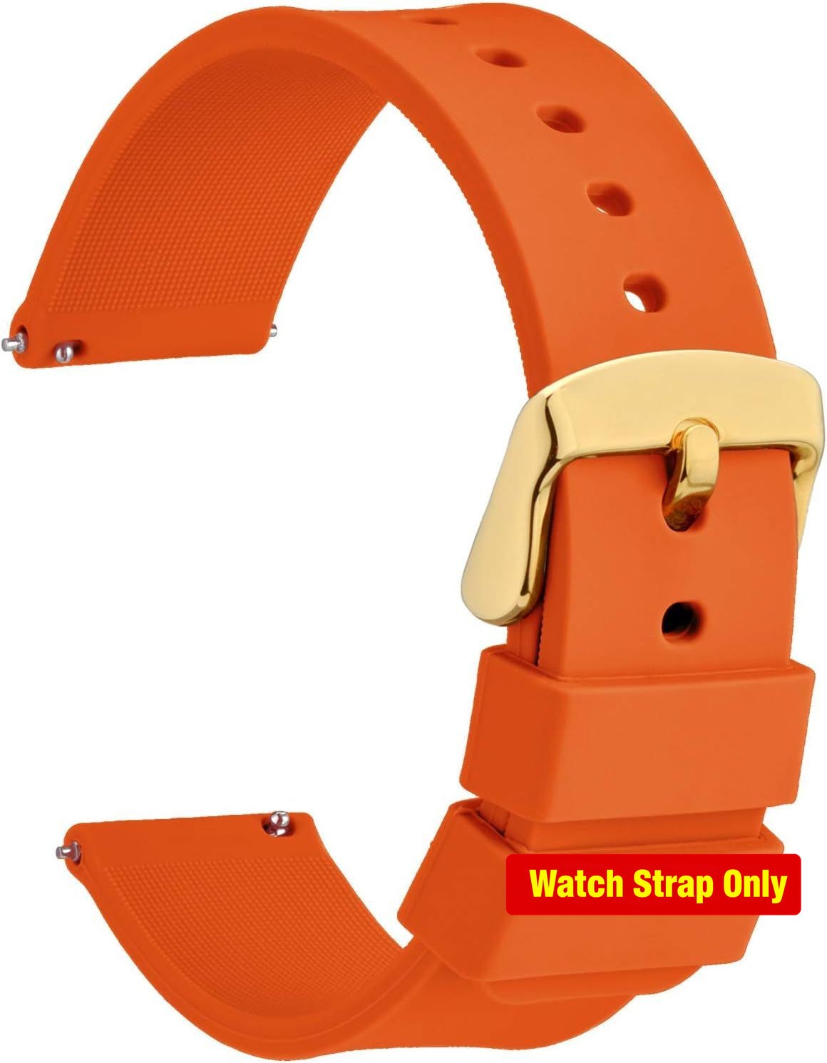 Strap For 18mm, Silicone, Soft Rubber Replacement Straps with Gold Buckle
