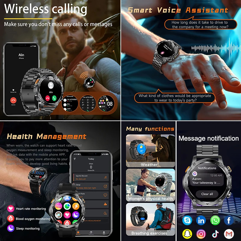 New T-Rex 3 Ultra Military Grade 1000Mah Battery Smart Watch Men IP68 Waterproof