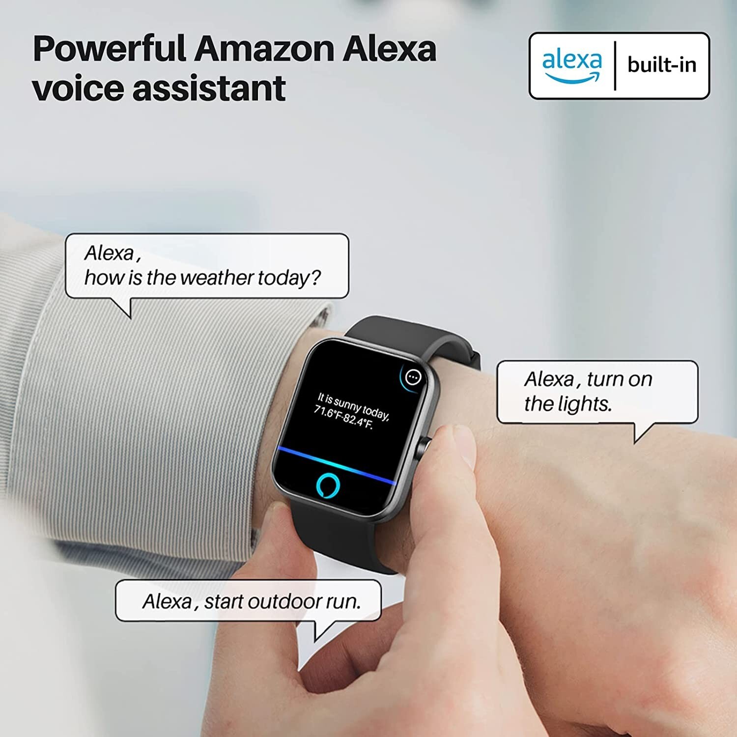 TOZO S2 44mm Smart Watch Alexa Built-in Fitness Tracker with Heart Rate and Bloo
