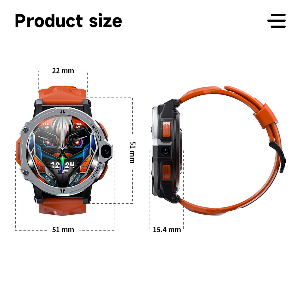 4G WIFI Smart Phone Watch 4+64GB Men Women Unlocked Phone Dual Camera Bluetooth