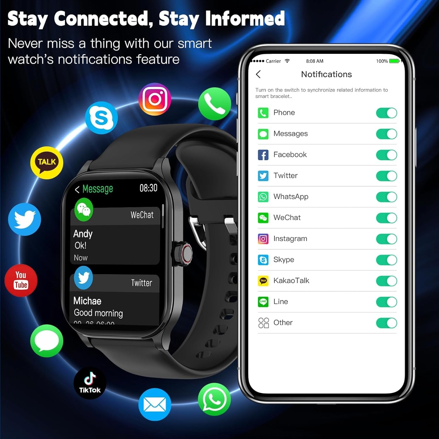 Elegant Bluetooth Smartwatch for Men & Women: Health Tracker with Call Functions
