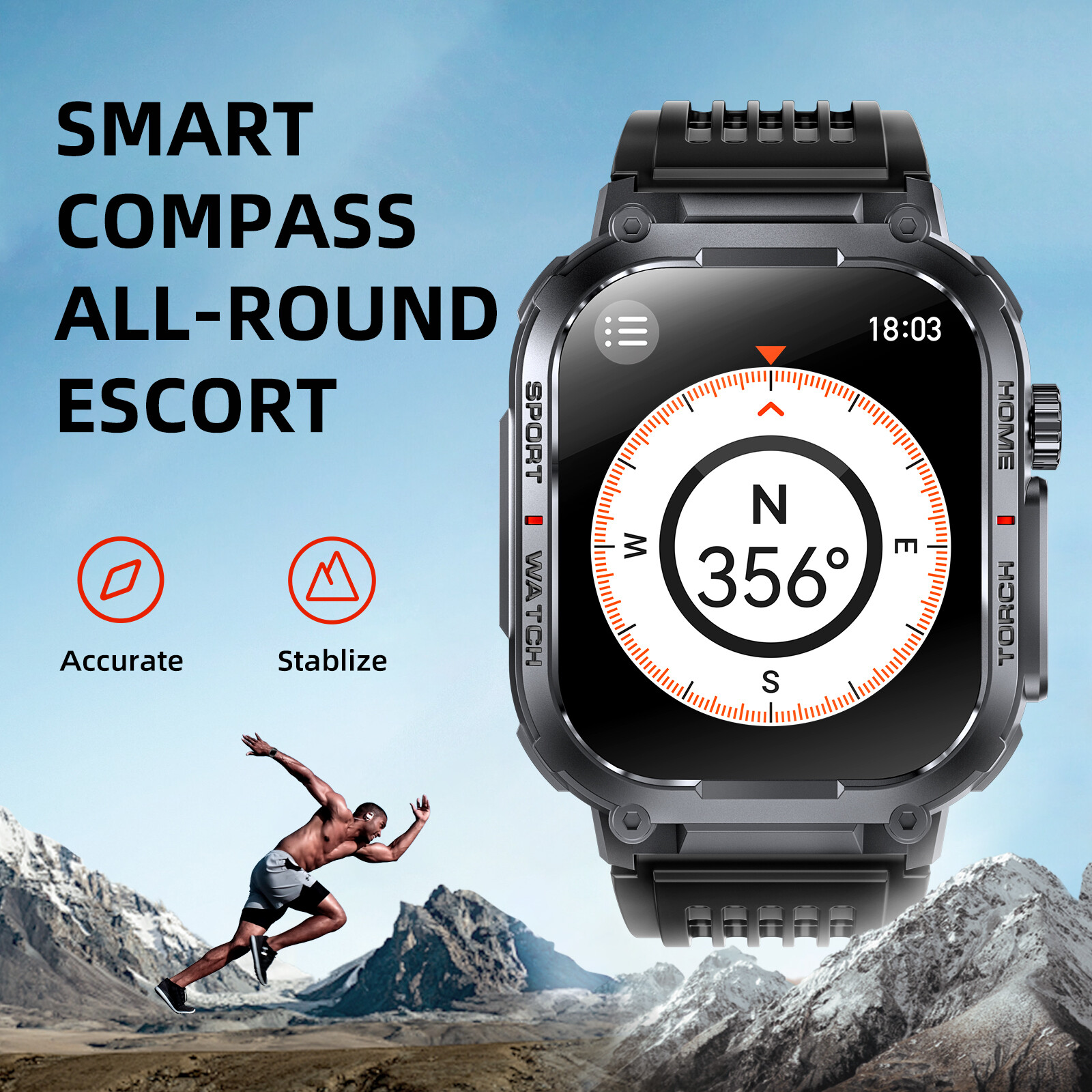 Military Smart Watch for Men (Call Receive/Dial) Rugged Tactical Fitness Tracker