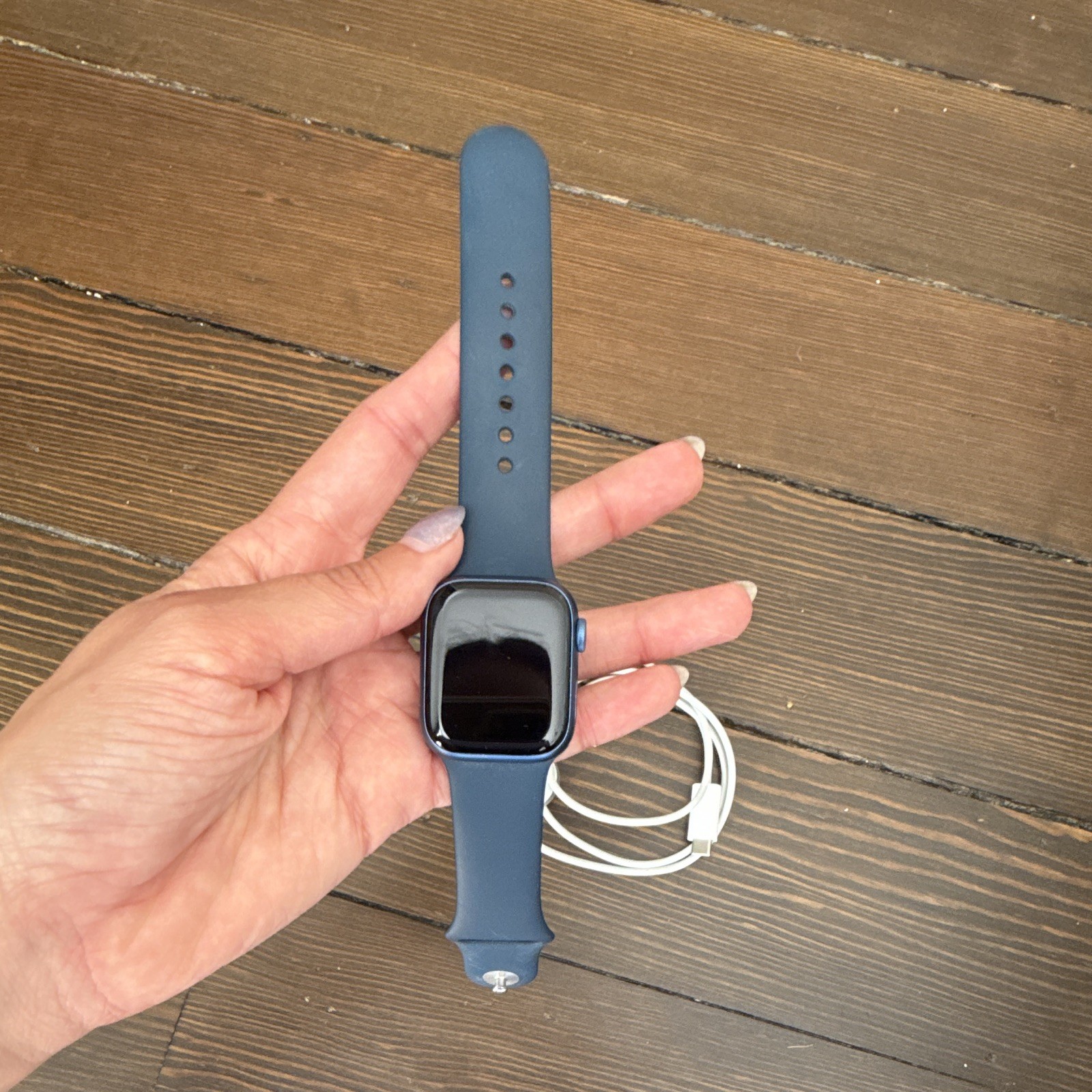 Apple Watch Series 7 41mm Blue Aluminum Case Blue Silicone Band 32GB Unlocked