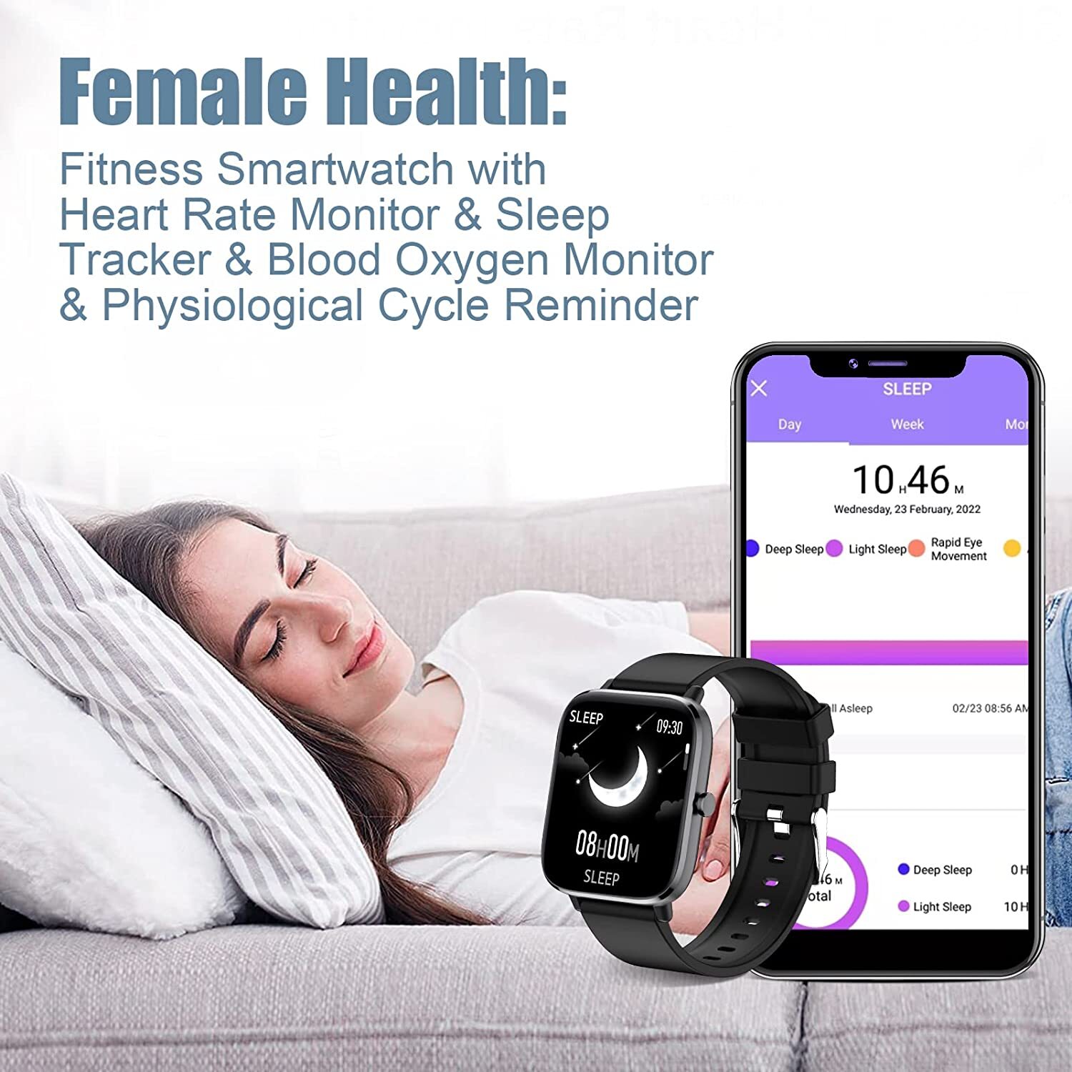 Smart Watch, 1.7“ Full Touch Screen with Bluetooth Call with Sleep/Heart Rate M