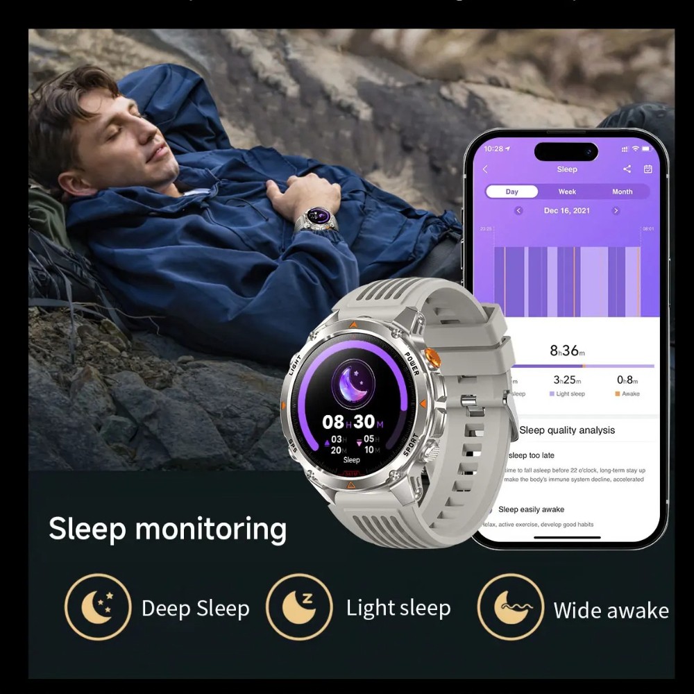 Military Smart Watches For Men Outdoor GPS LED Flashlight Rugged Fitness Tracker