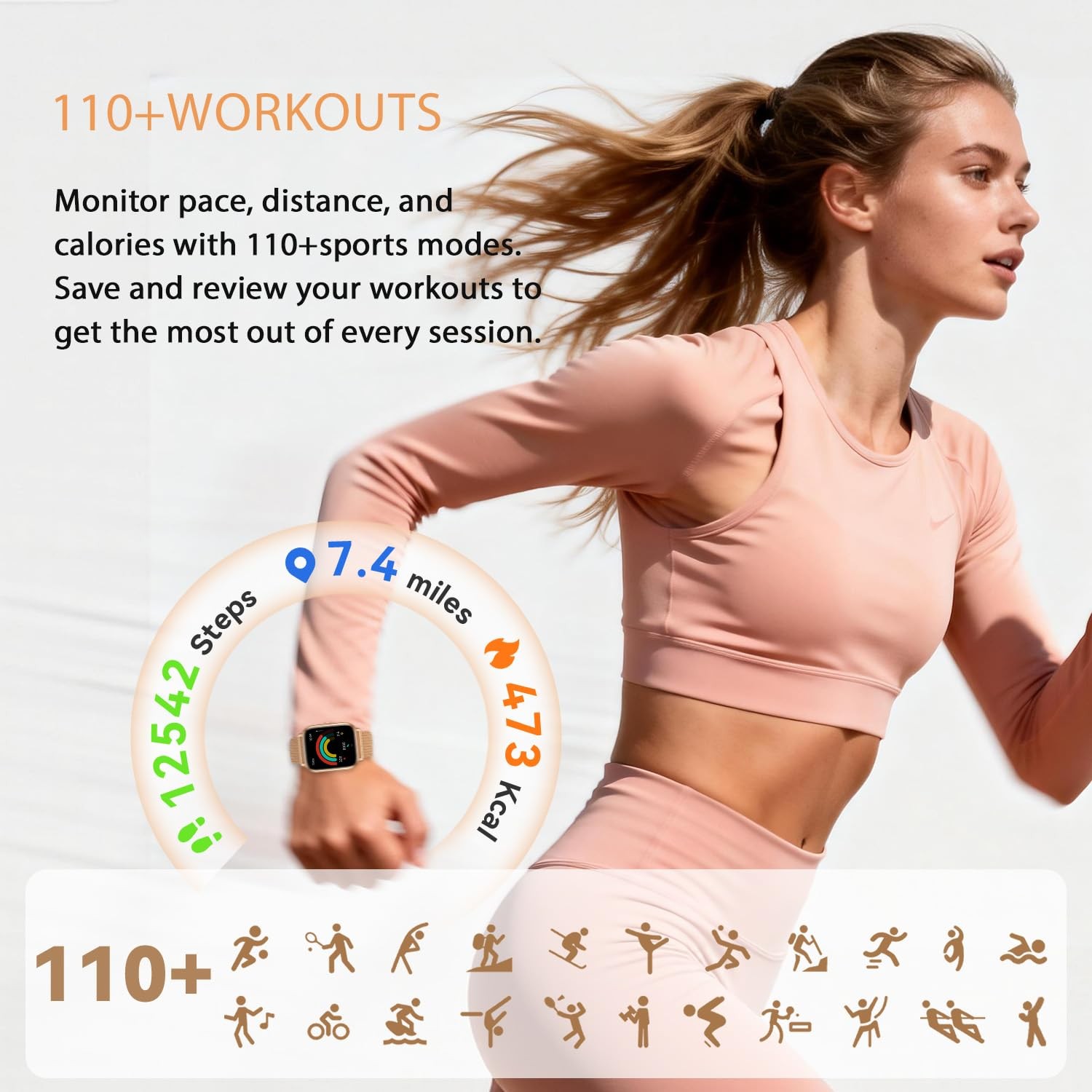 paybay Smart Watch for Women Men- 1000mAh Battery Answer/Make 1.83, Golden