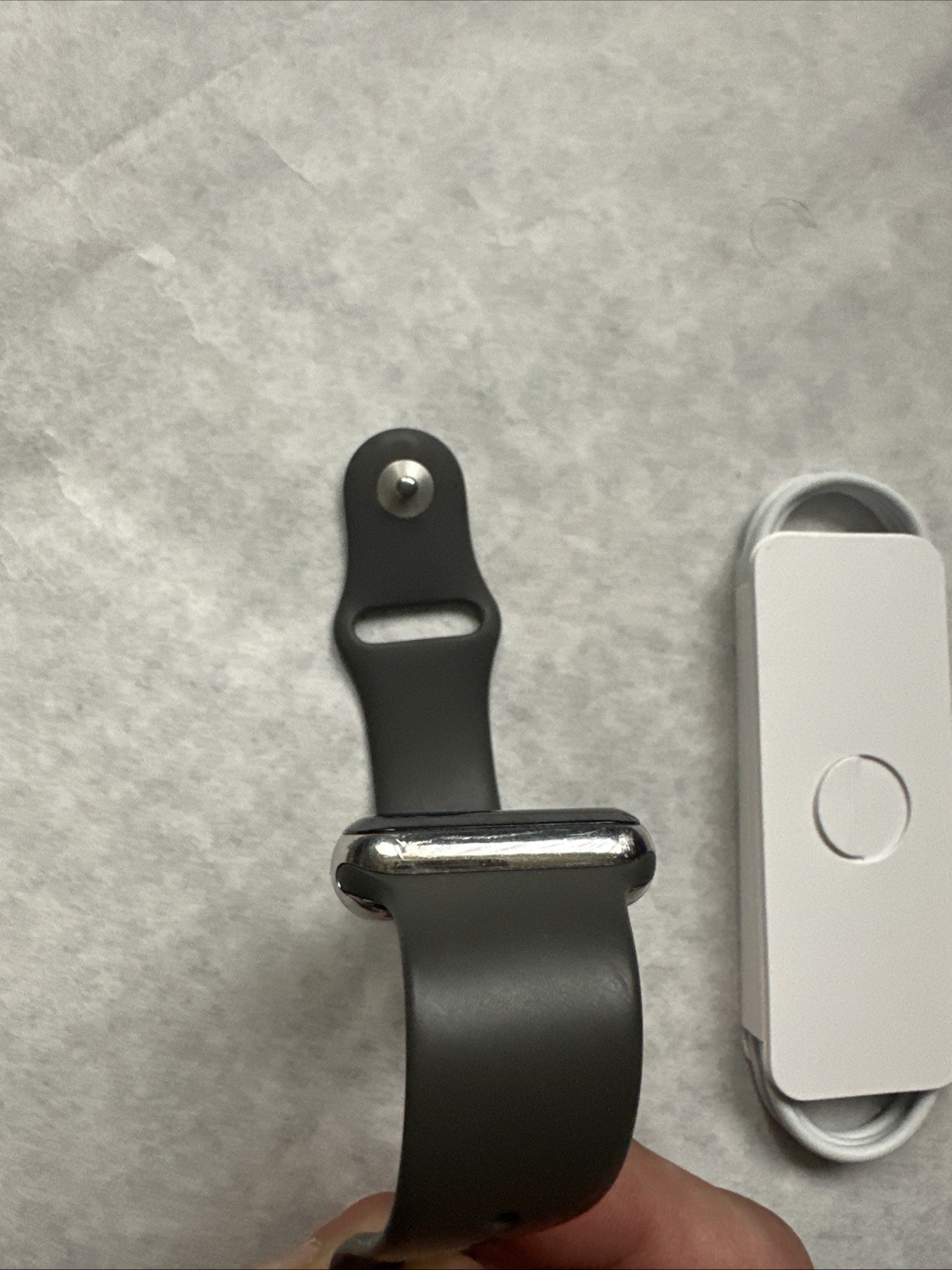 Apple Watch Series 3 42mm Stainless Steel Silver, Black Sport Band Good Working