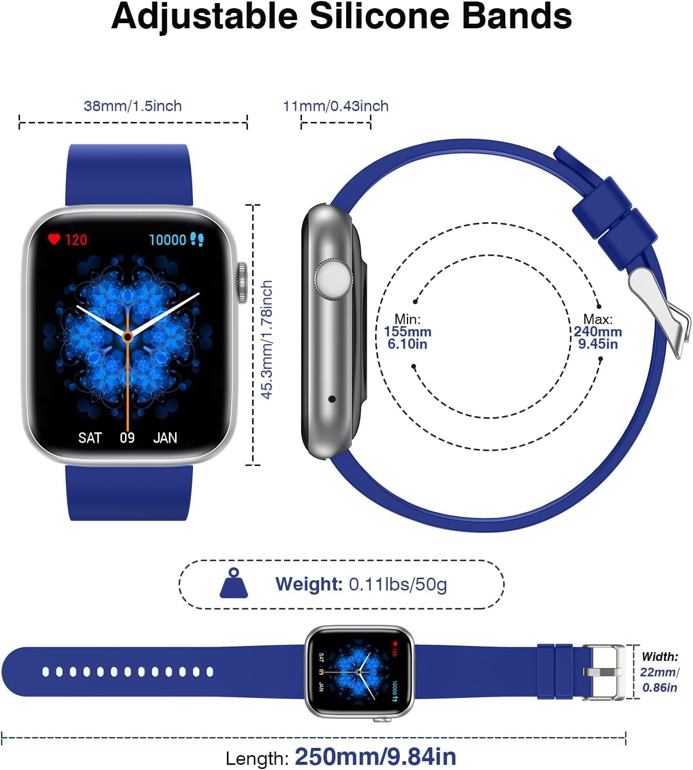 EarlySincere Smart Watches for Men Women Blood Pressure, 1.9” HD Full Touch …