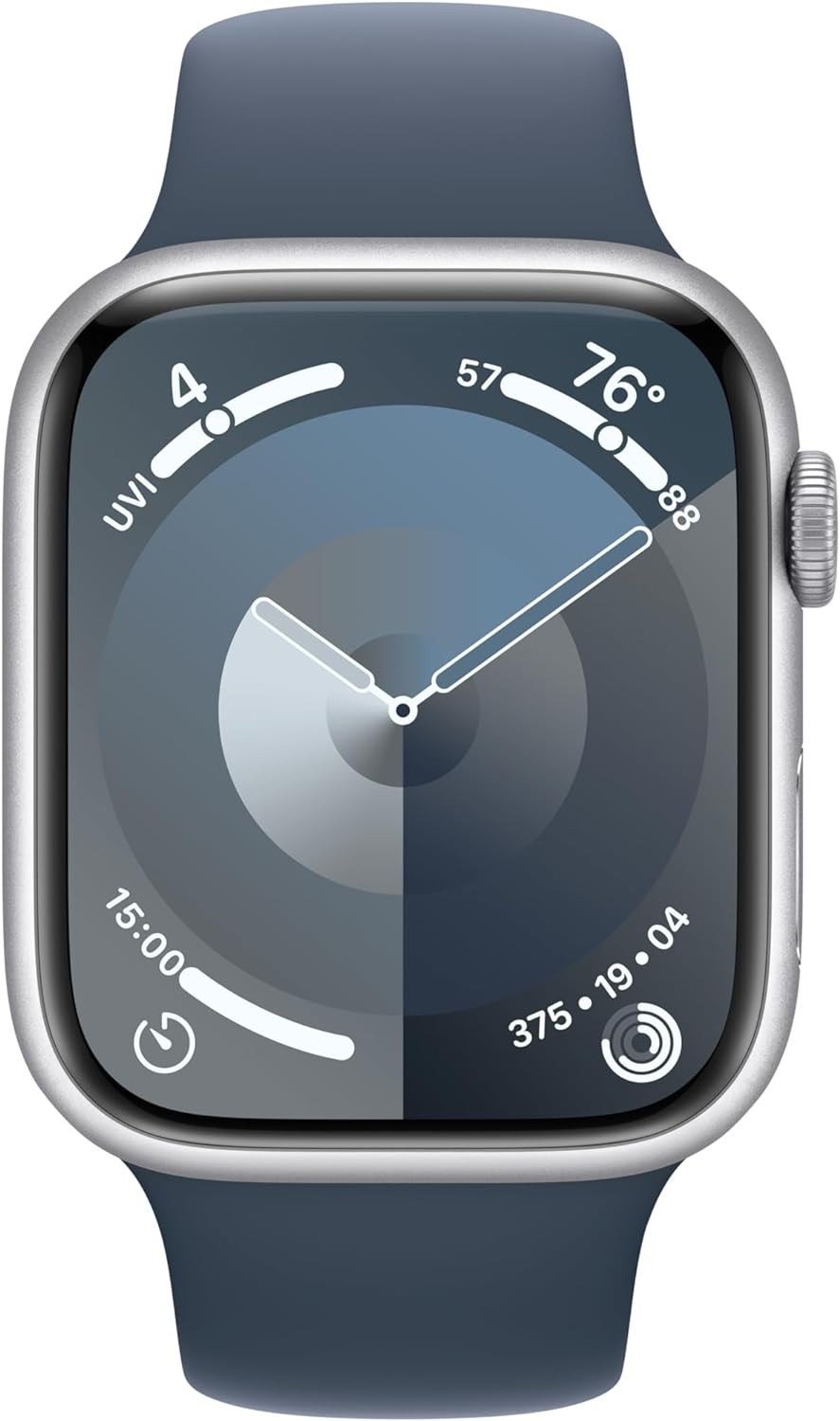 Apple Watch Series 9 (GPS + LTE) 45MM Silver Aluminum Case Storm Blue Sport Band
