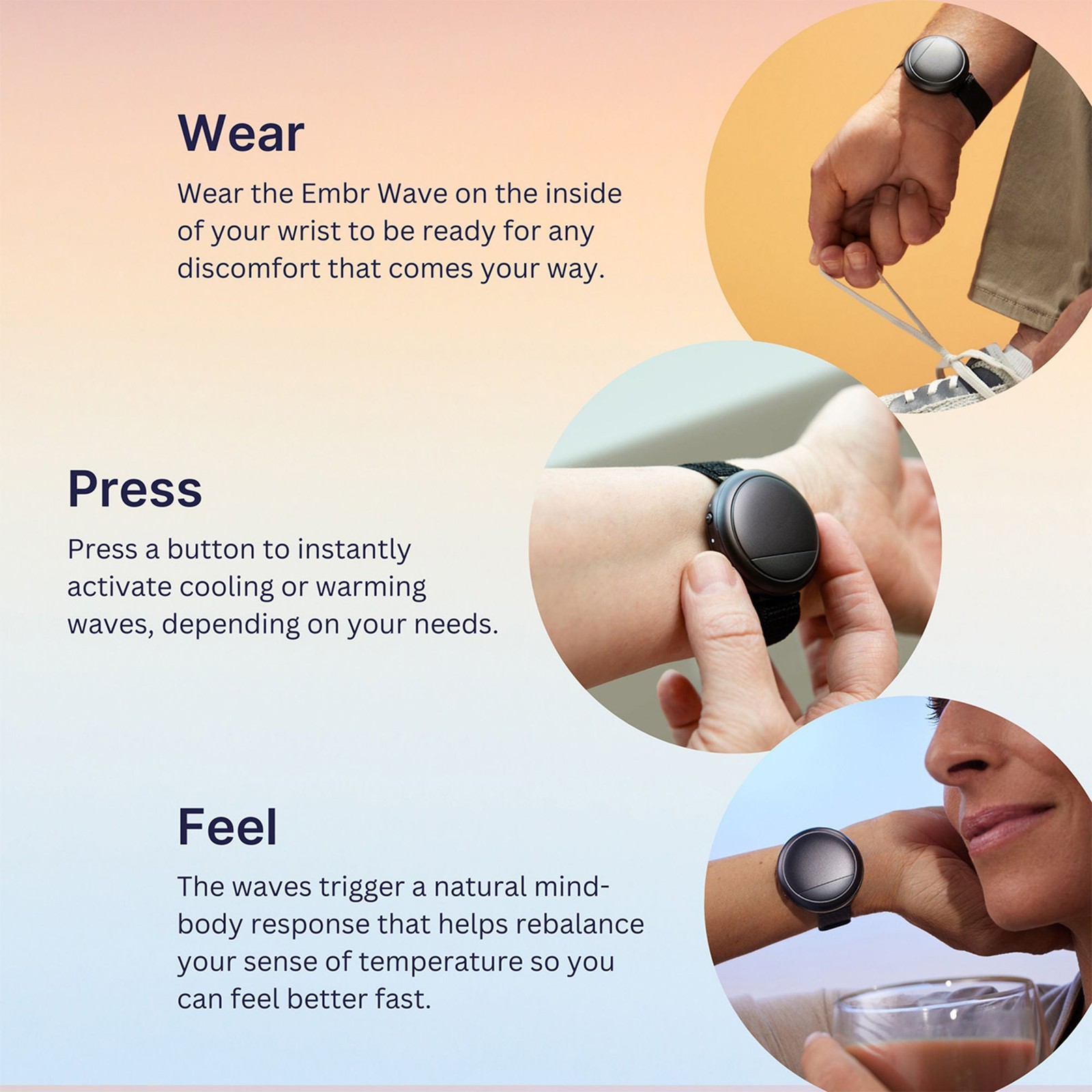 Embr Wave 2 Cooling Wristband for Menopause Relief & Cold Chills – Black