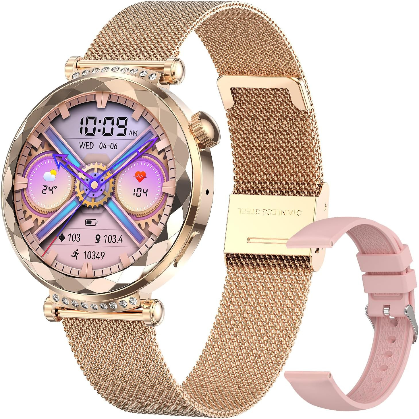 Smart Watch for Women, Fitness Tracker for Android/Ios, 1.19″ AMOLED Screen Smar