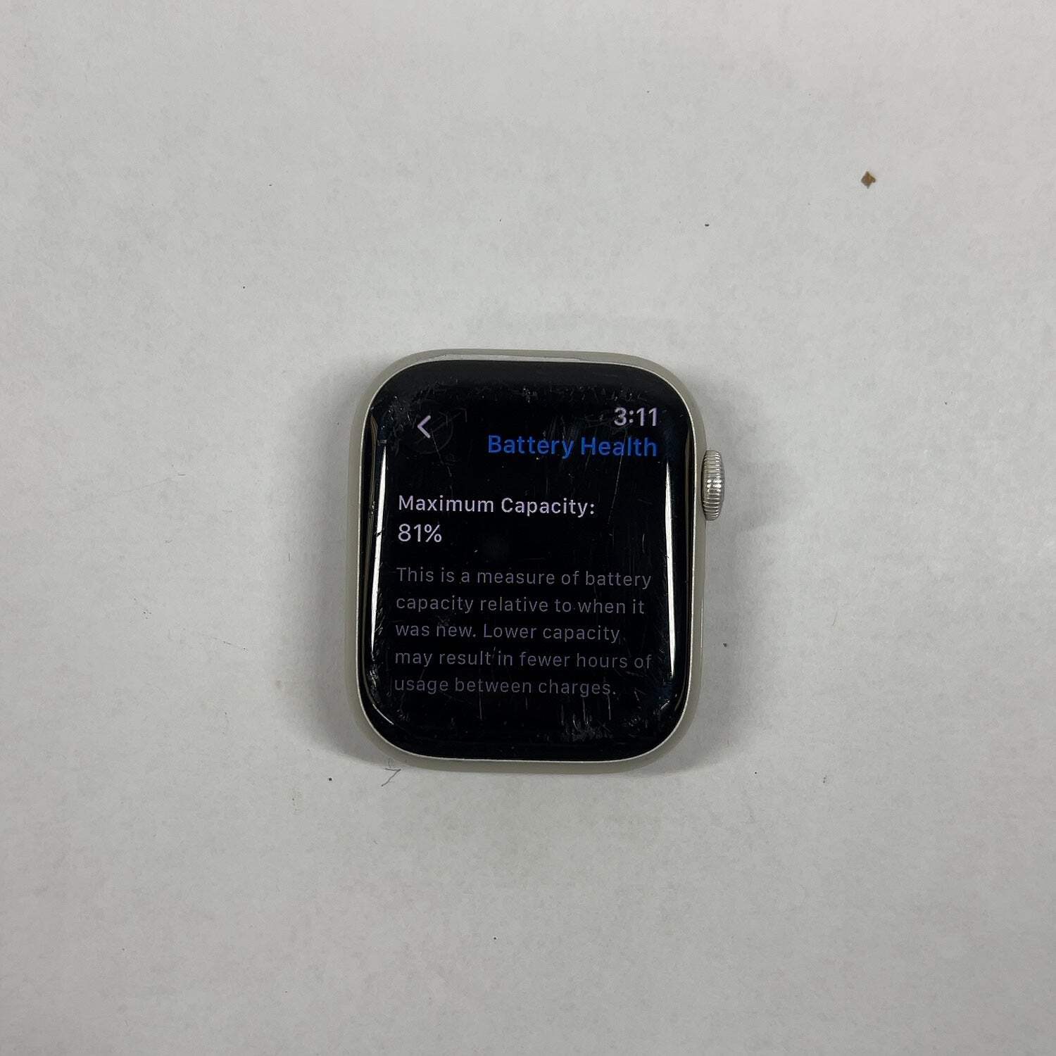 GPS Only Apple Watch Series 8 45MM Starlight Aluminum MNUQ3LL/A Face Only