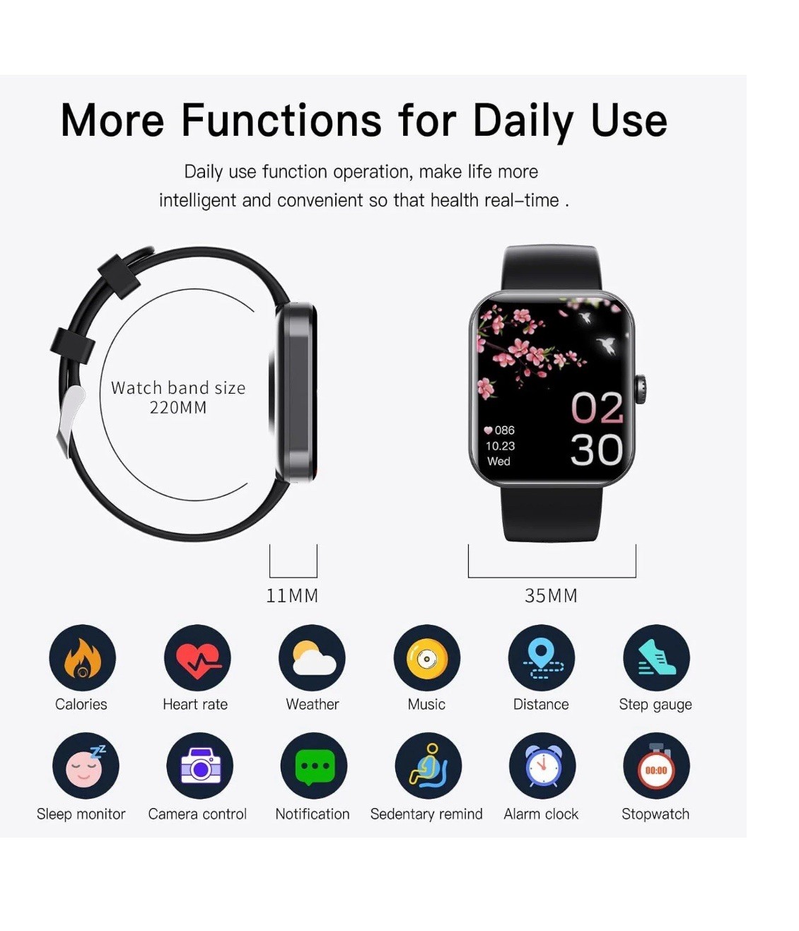 1.91″ Slim Smartwatch, Wrist Calls, Sports Modes, Waterproof, Health App