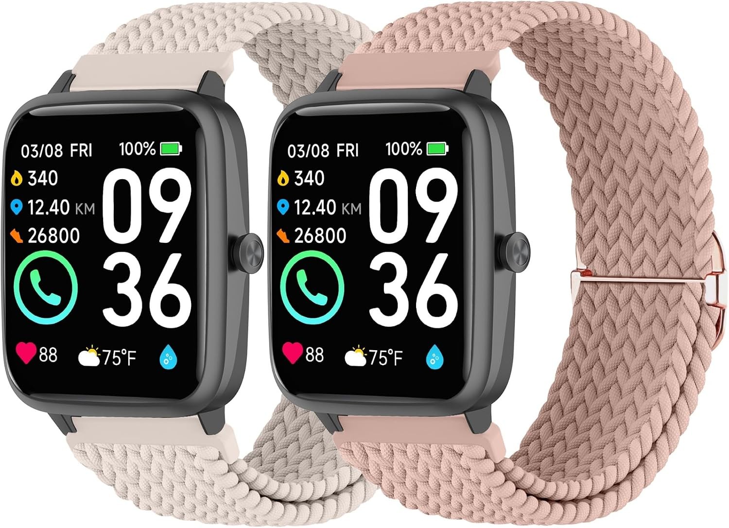 2 Pack Soft Nylon Strap Compatible with IDW13 22mm Smartwatch