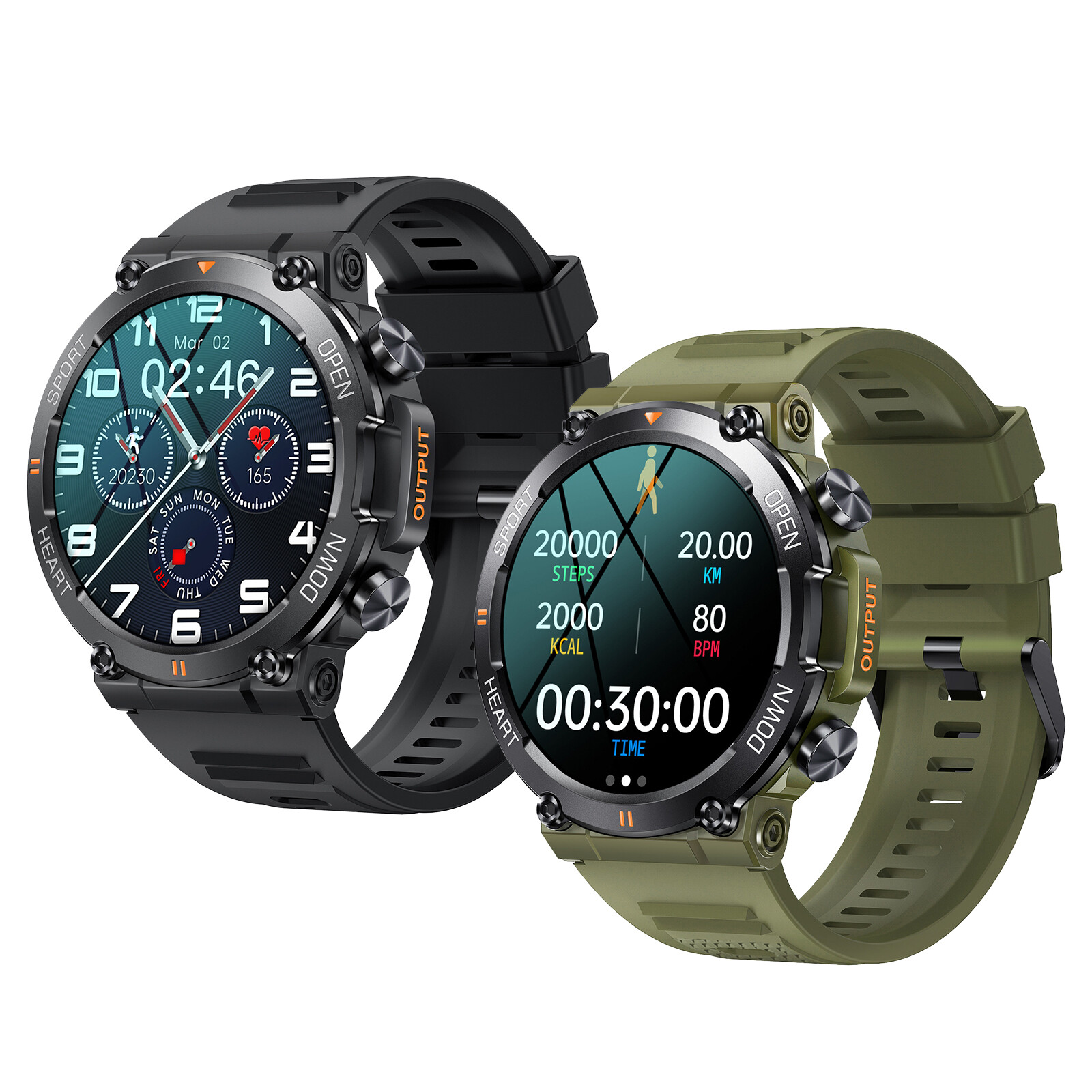 1.39 in Military Smart Watch(Answer/Make Call) Rugged Tactical Fitness Tracker