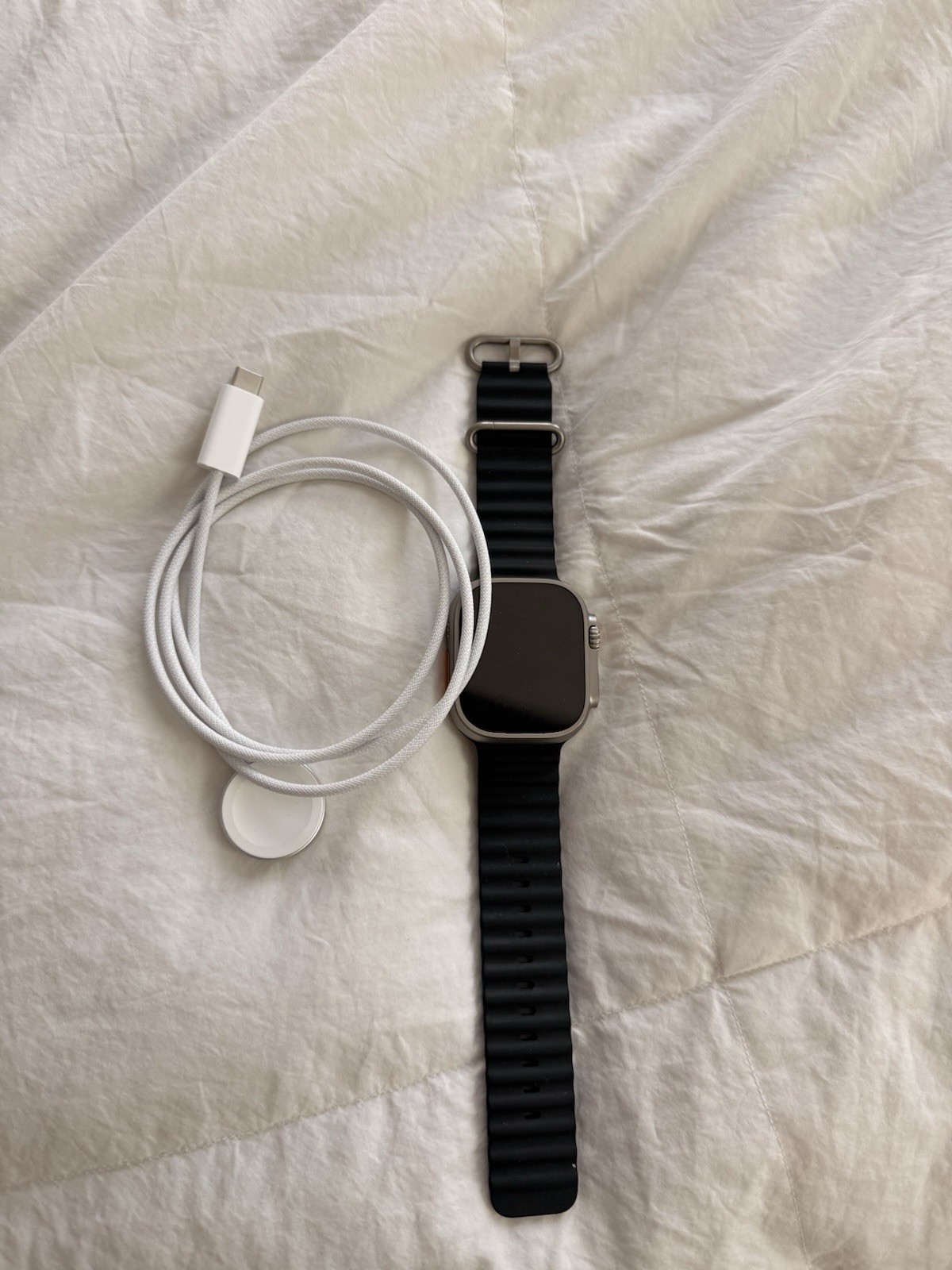 Apple Watch Ultra 49mm Titanium Case with Midnight Ocean Band, One Size (GPS…