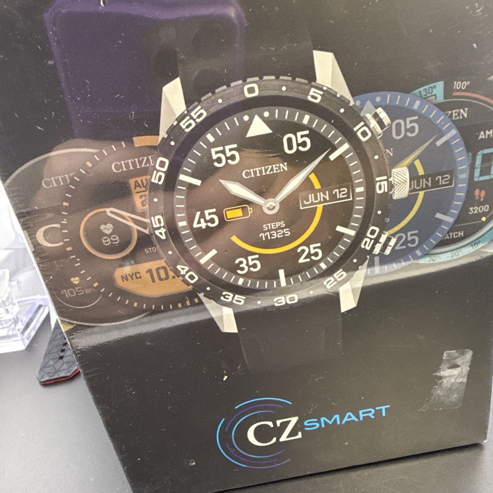 Citizen CZ Smart 44MM Black Silicone Sport Smartwatch – P991MV-02 New in Box