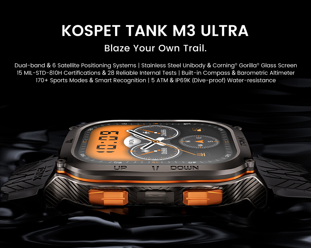 KOSPET TANK M3 Ultra GPS Smart Watch For Men Smart Watches Women 480mAh Battery