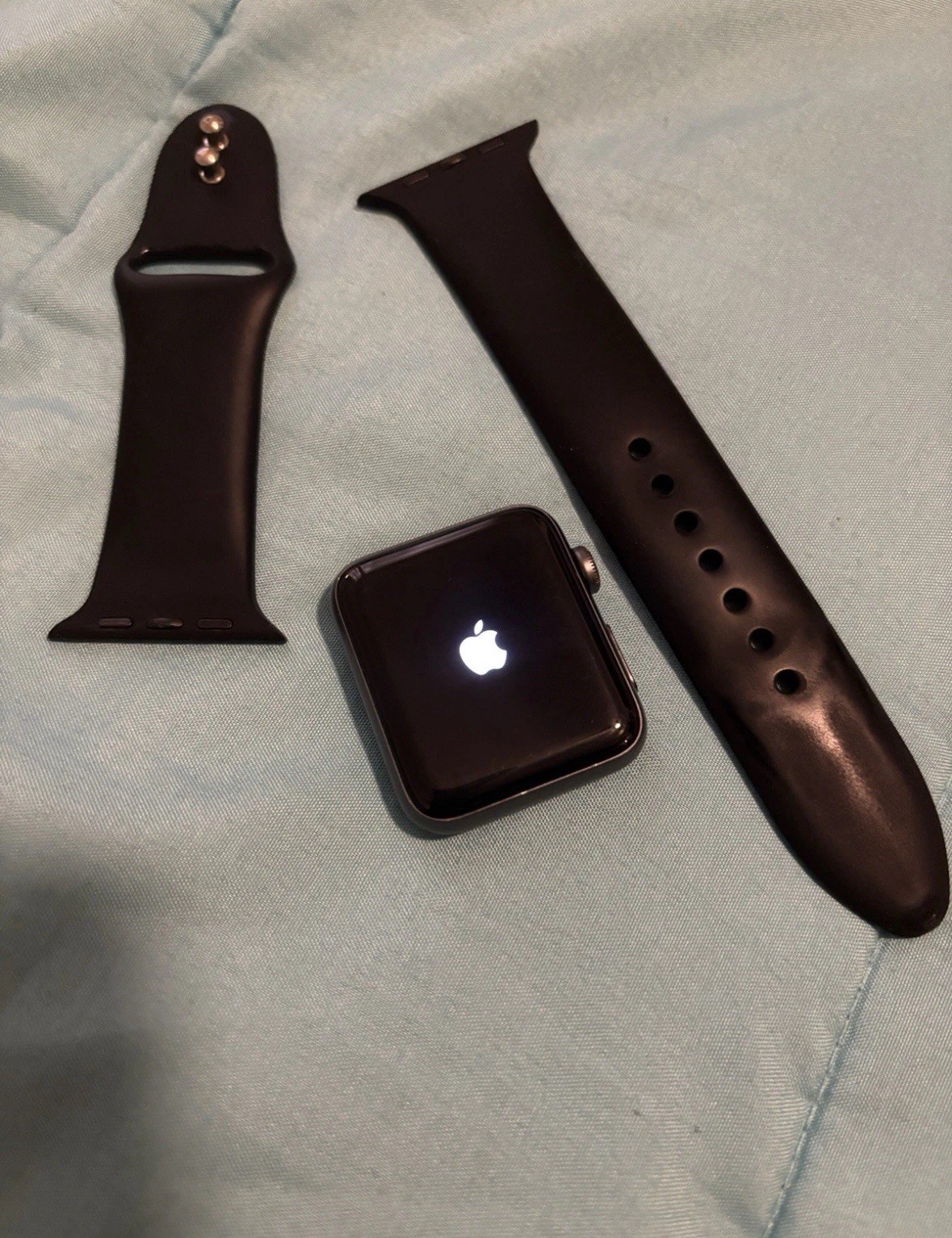 Apple Watch Series 3 42mm Stainless Steel Case Black Sport Band Smartwatch -…