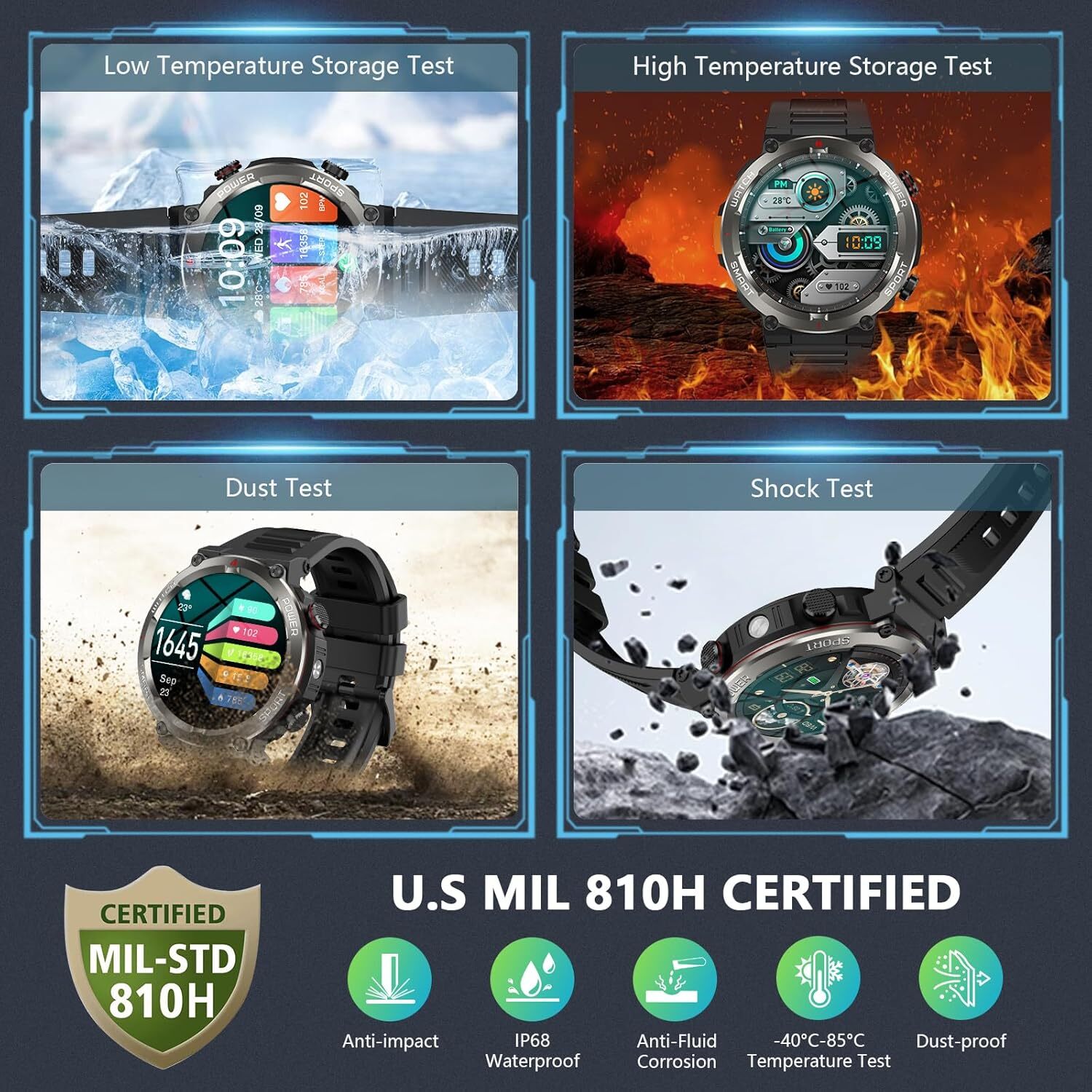 Military Smart Watches for Men (Answer/Make Calls) Heart Rate/Sleep Monitor Gift