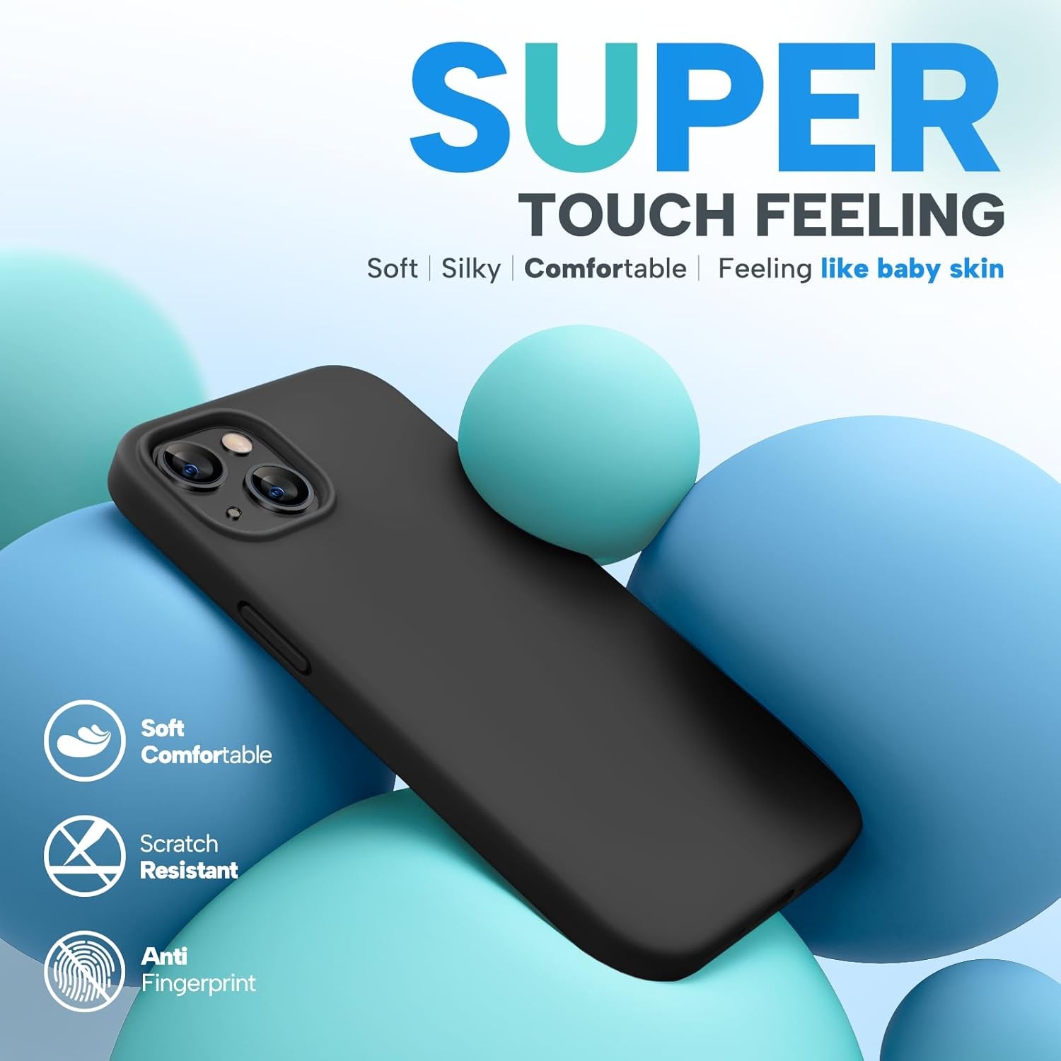 Soft Anti-Scratch Microfiber Lining Case for iPhone 13 6.1 inch, Shockproof Blac