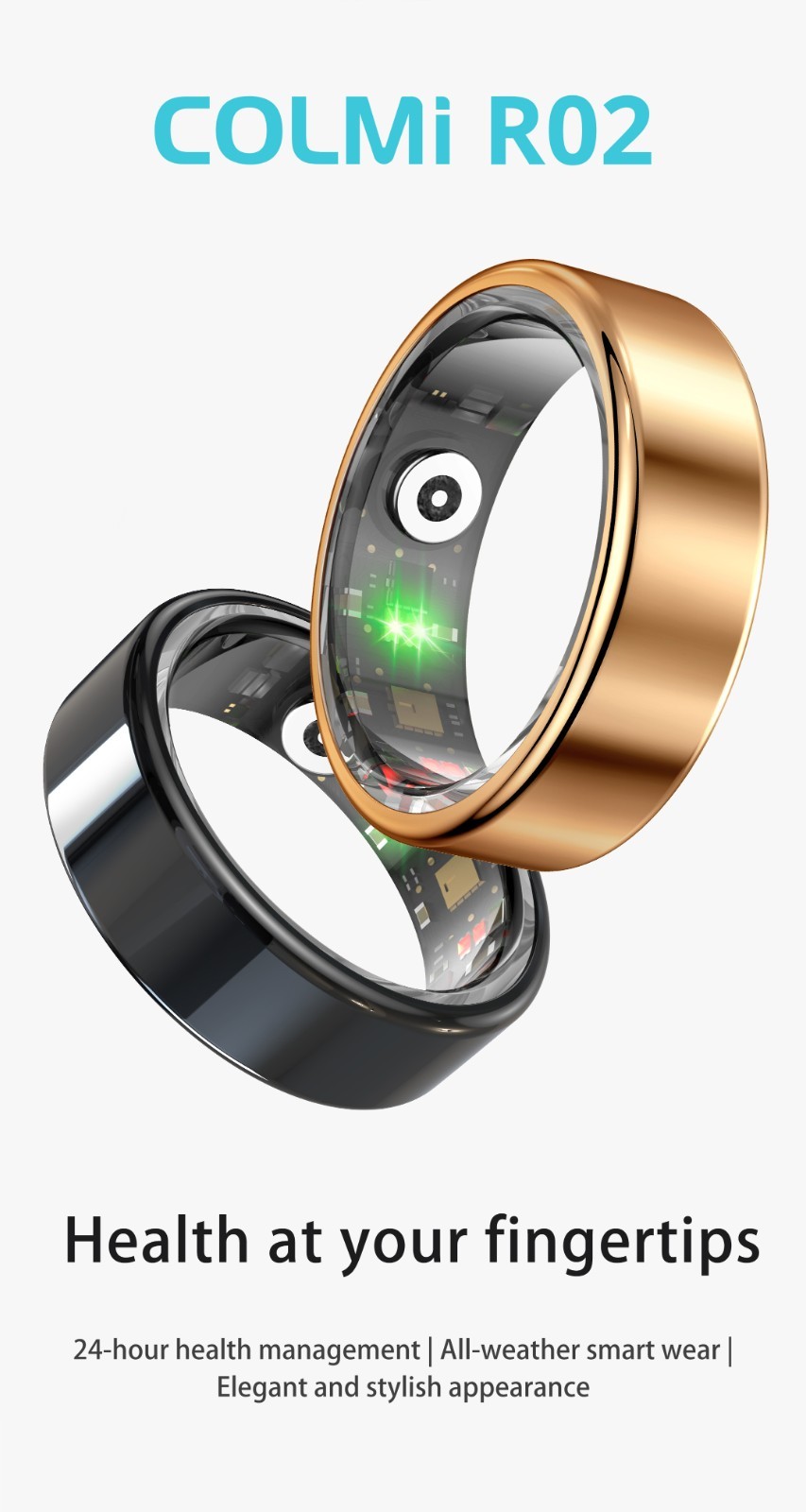 COLMI R02 Smart Ring with Charging Case Health Fitness Tracker Heart Rate Sleep