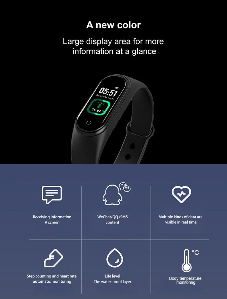 M7 Smart Band Watch Bracelet Wristband Fitness Tracker Blood Pressure Heartrate