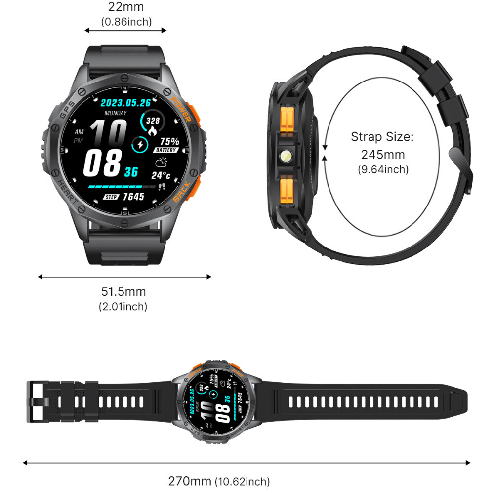 2025 Military Smart Watches (Answer/Make Calls),Built-in GPS With LED Flashlight